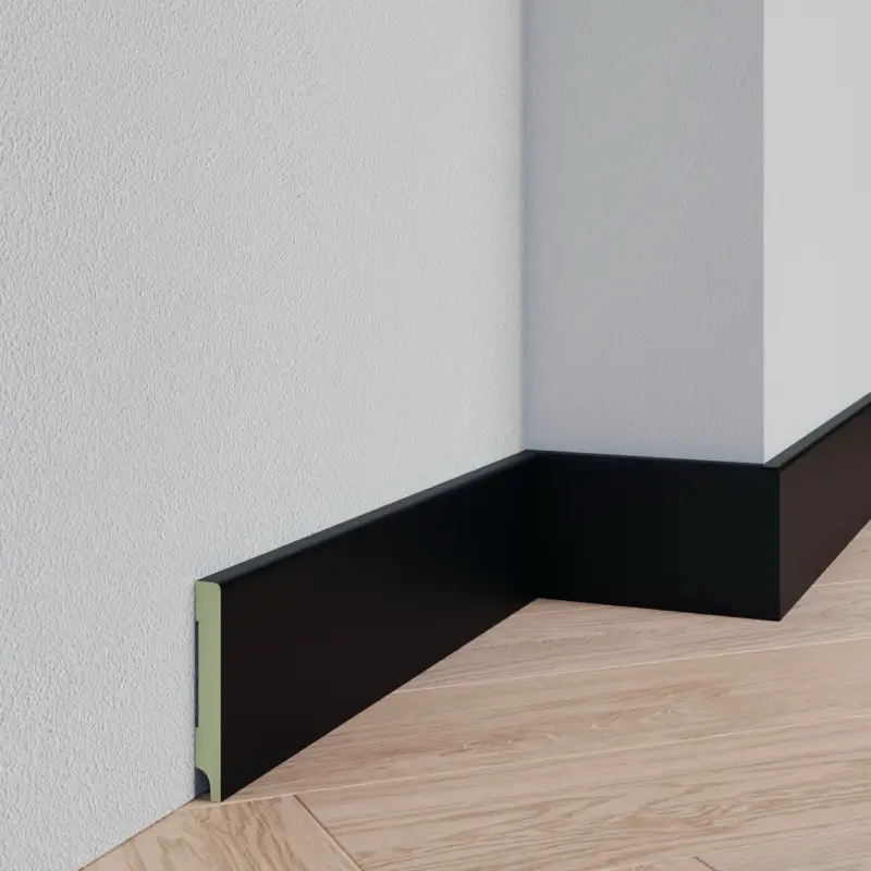 Gladde plint 9005 - MDF v313 - 12 x 70 mm Finale Uitverkoop